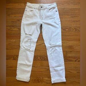 Eunina Women's White Distressed Skinny Jeans